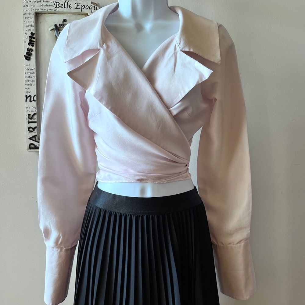 Lafayette 148 New York Pink Silk Wrap Top Blouse Size 6
